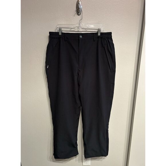 Linksoul Rain Pant Mens XL Black Pullover Drawstring Ankle Zip - Picture 1 of 10